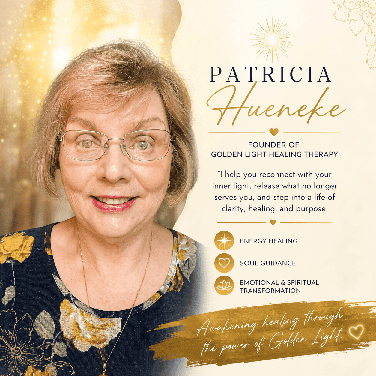Patricia Hueneke, founder of Golden Light Healing Therapy